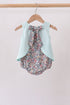 Blue Floral Bow Applique Bubble