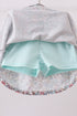 Blue Floral Bow Applique Skorts Set