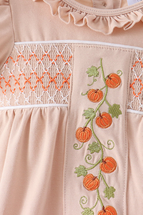khaki-pumpkin-smocked-ruffle-bubble-sophias-style-2