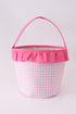 Pink Pumpkin Applique Gingham Ruffle Basket