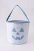 Blue Pumpkin Applique Gingham Basket