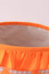 Orange Pumpkin Applique Gingham Ruffle Basket