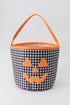 Black Pumpkin Applique Gingham Basket