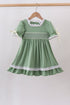 Sage collar smocked lace dress