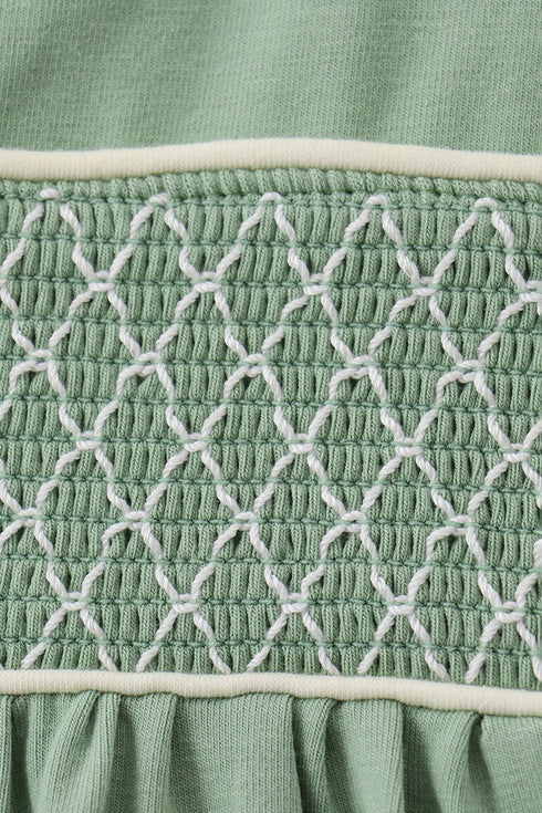 Sage collar smocked lace bloomer set