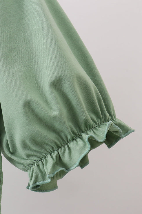 Sage smocked mom dress