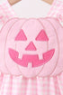 Pink Jack-O-Lantern Applique Ruffle Gingham Bubble