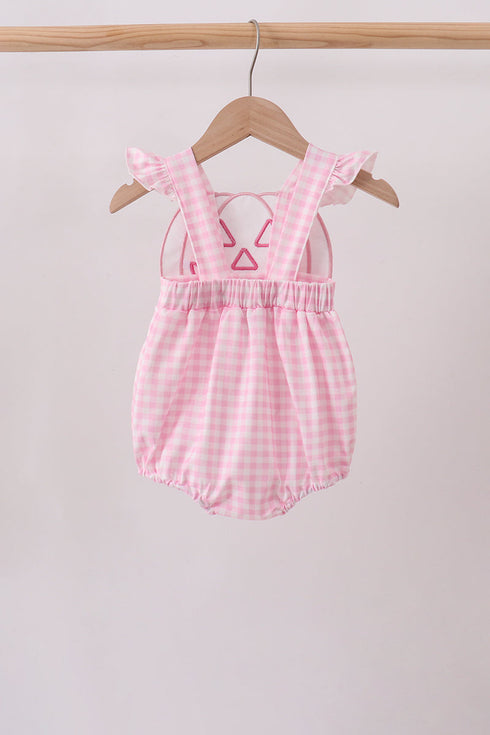 Pink Jack-O-Lantern Applique Ruffle Gingham Bubble