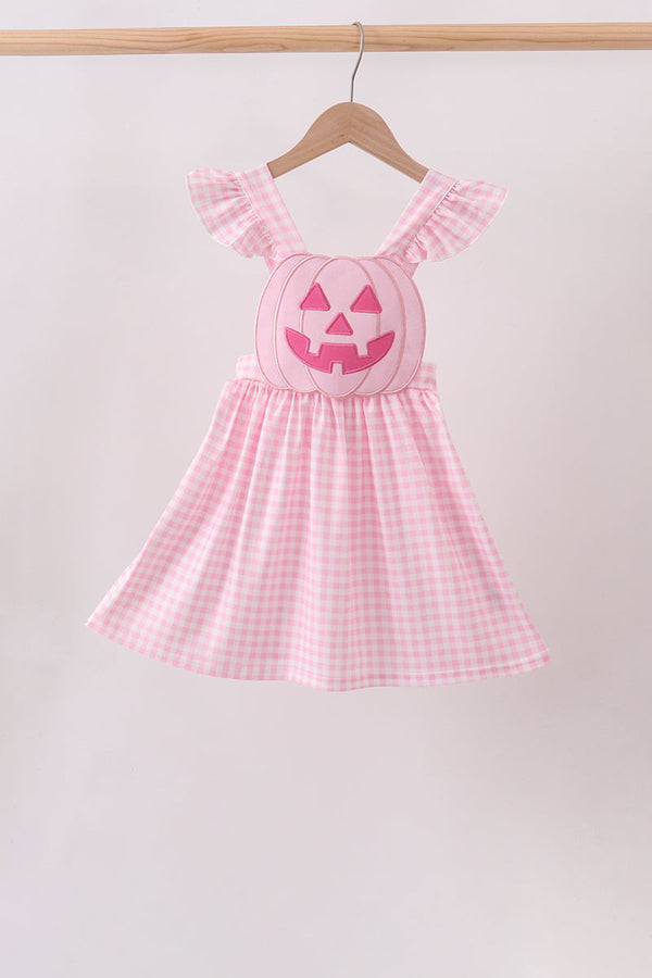 Pink Jack-O-Lantern Applique Ruffle Dress