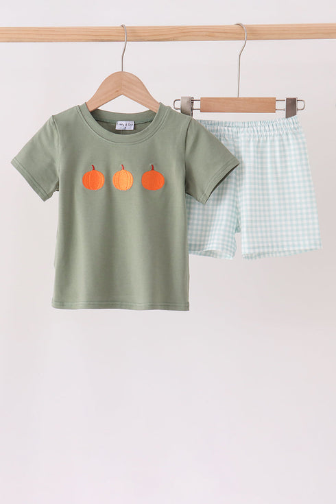 sage-pumpkin-embroidery-gingham-shorts-set-sophias-styleSet-1