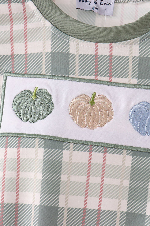 green-pumpkin-embroidery-plaid-bubble-sophias-style-2