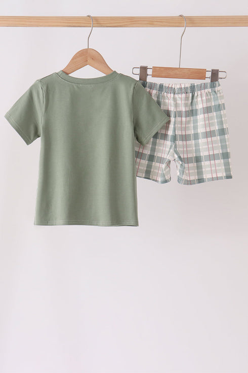 green-pumpkin-embroidery-plaid-shorts-set-sophias-style-5