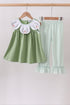Sage Pumpkin Embroidered Ruffle Pants Set