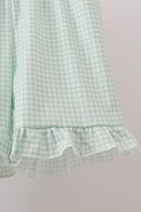 Sage Pumpkin Embroidered Ruffle Shorts Set