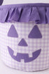 Purple Pumpkin Applique Gingham Ruffle Basket