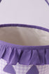 Purple Pumpkin Applique Gingham Ruffle Basket