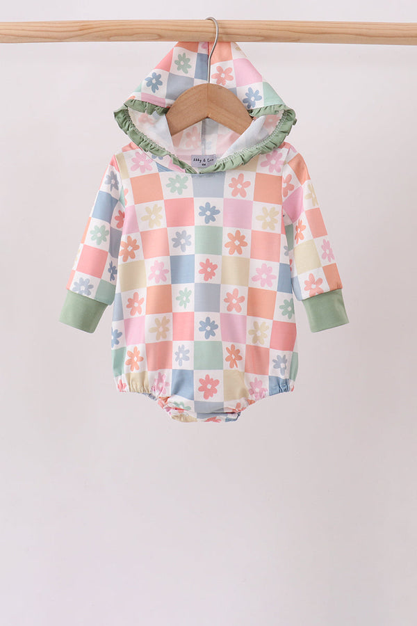 Pastel Daisy Checkerboard Hoodie Bubble