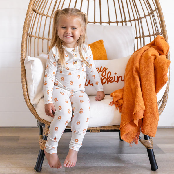 pumpkin-posie-bamboo-pajamas-for-kids-2pc-henley-set Little Joy Co - Sophia's Style-1