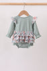Sage Floral Pumpkin Applique Ruffle Bubble