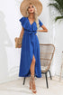 ruffled-tied-v-neck-midi-dress Sophia's Trends - Sophia's Style-Dark Blue-M