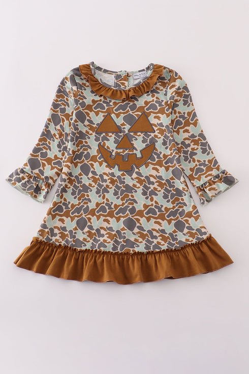 Halloween camouflage applique ruffle dress