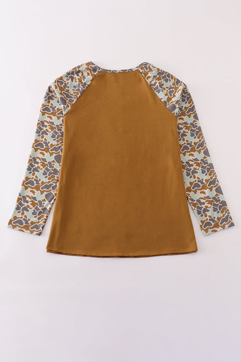 Halloween camouflage applique mom top