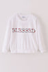 White velvet blessed embroidery mom&me sweatshirt