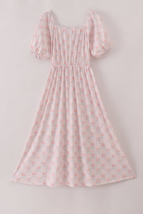Pink floral print mom dress