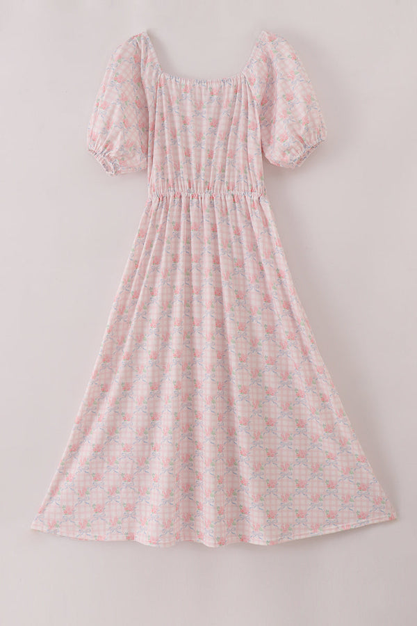 Pink floral print mom dress