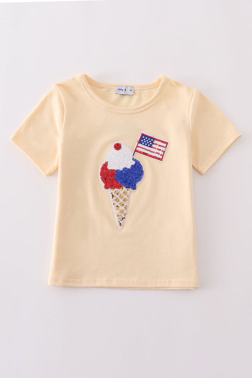 Ice cream flag sequin mom&me top