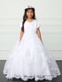 Girls Elegant Double Spaghetti Strap Lace Bodice Communion Dress 7-18