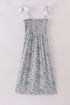 Vintage meadow print smocked mom dress