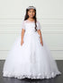 Girls Illusion Neckline & Maria Embroidery Communion Dress 7-18