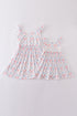 Blue bow lattice print mom&me dress