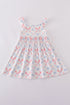 Blue bow lattice print mom&me dress
