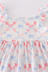 Blue bow lattice print mom&me dress