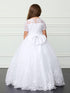 Girls Short Sleeve Maria Embroidery Communion Dress 7-18