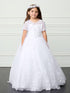 Girls Short Sleeve Maria Embroidery Communion Dress 7-18