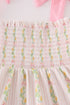 Pink lemon print bow smocked tiered mom&me dress