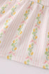Pink lemon print bow smocked tiered mom&me dress