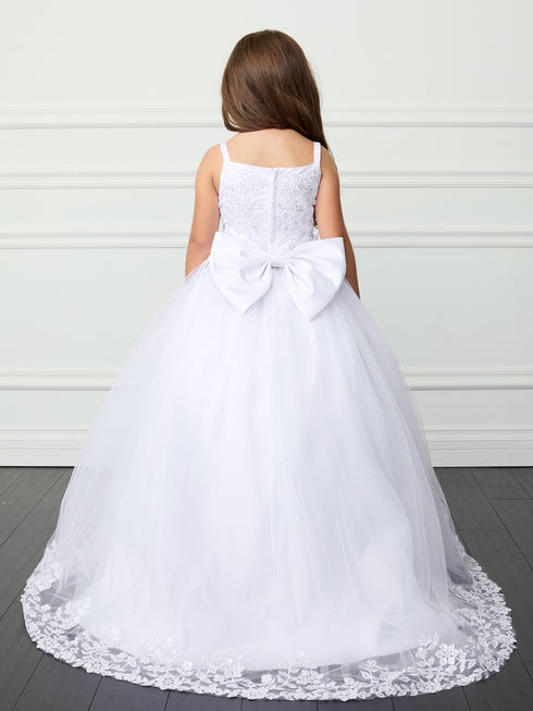 Girls First Communion Dress with Lace Bodice & Tail Skirt 7-18