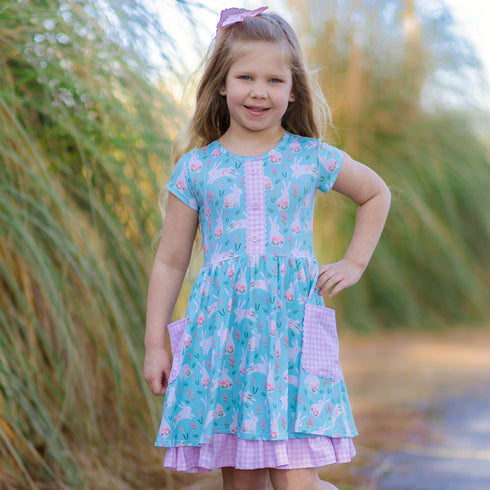 bunnies-on-blue-dress Gorgeous the Fox - Sophia's Style-5