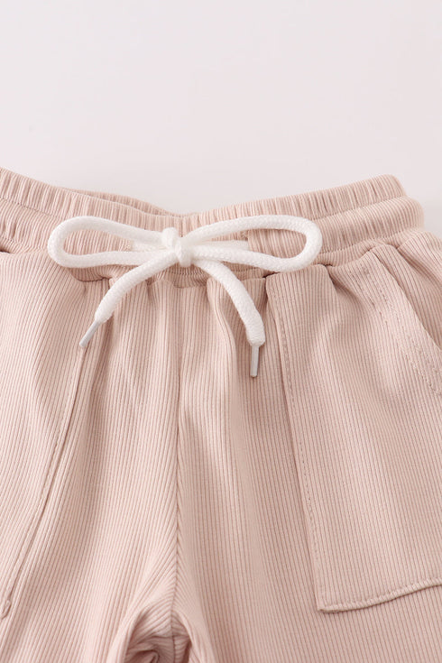 Cream MINI french knot pants set