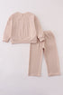 Cream MINI french knot pants set
