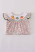 Pink pumpkin smocked floral ruffle pants set