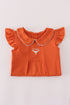 Rust Texas embroidery ruffle pants set
