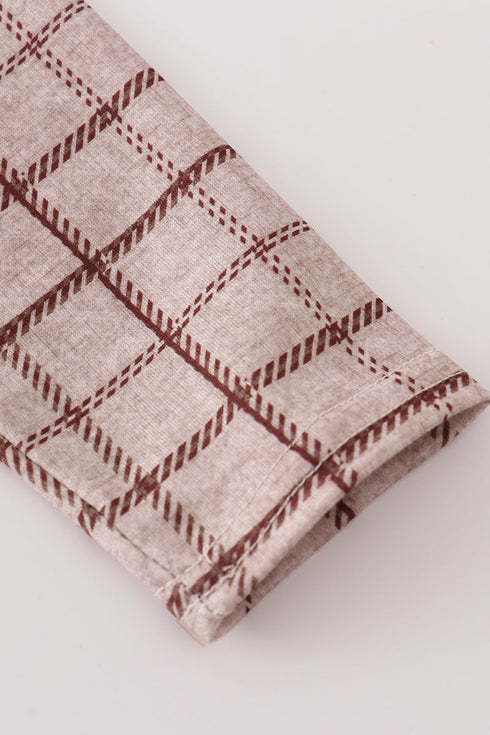 Brown plaid bloomer set