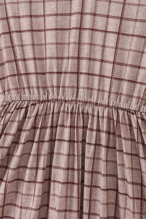Brown plaid mom dress