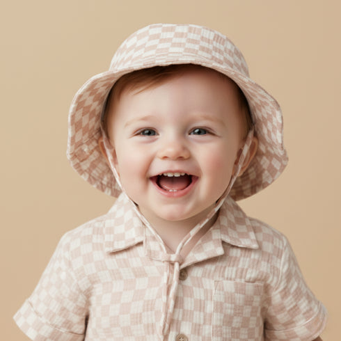 organic-bucket-sun-hat-brick-checks-makemake-organics-sophias-styleBucket Sun Hat-1