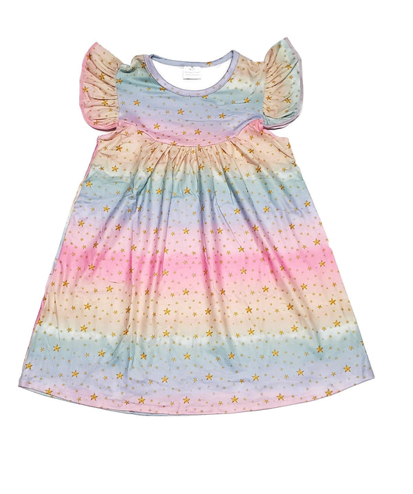 rainbow-star-milk-silk-flutter-dress Great Lakes kids - Sophia's StyleFlutter Dress-1